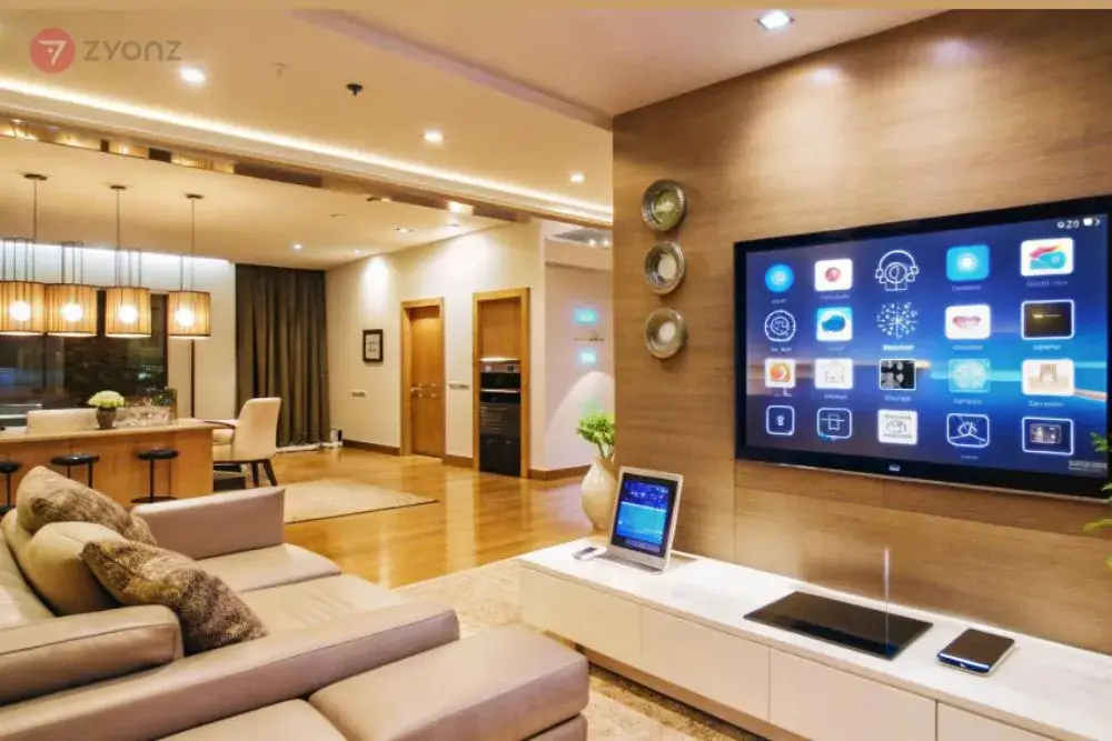 Smart home automation system with centralized control panel installed by Holmes Electric LLC in a modern living space