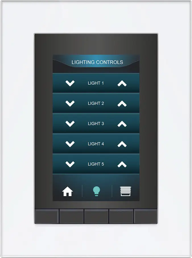 Smart lighting control touchscreen panel installed for whole-home automation by Holmes Electric LLC